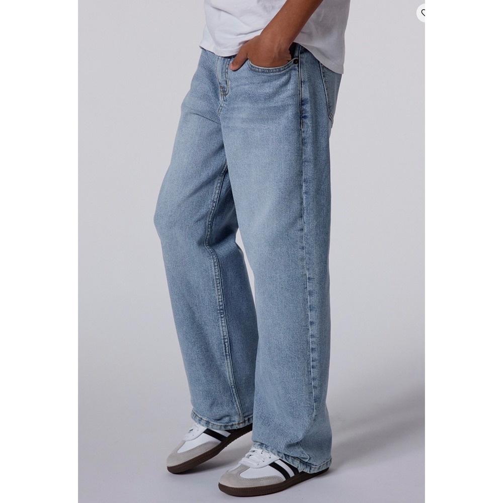 RSQ Extra Baggy Jeans Kids Size 12 Light Wash Blue Good Flame Embroidery